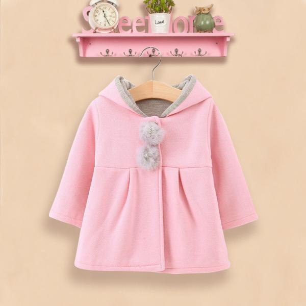 Winter Children's Clothing Girls Bunny Ears Warm Cotton Coat Baby Girl Hooded Coats