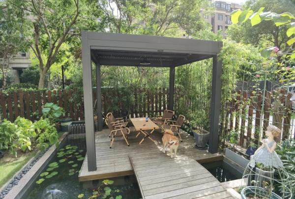 Customized Large Modern Outdoor Manual Pavilion Ready Made Louvered Pergola