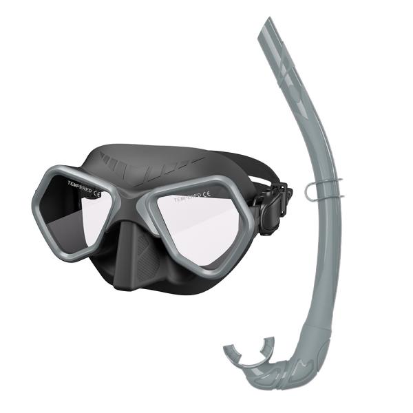 Tempered Glass Lenses ZMZ Snorkel Integrated Diving Mask Silicone Diving Snorkel Kit Snorkel Mask Set