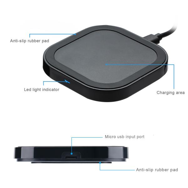Wireless Charger Qi Wireless Charging Pad Fast Charge for Samsung Galaxy Note 8 S8 S8 Plus and Standard Charge for iPhon