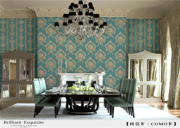Elegant PVC Waterproof Wallpaper , Peelable Dining Room Wallpaper For Decoration