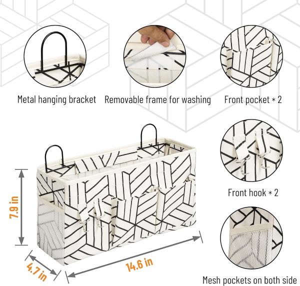 2pcs grande saco de armazenamento pendurado na parede, porta armário linho tecido bolsos organizador, à prova d'água para sala de estar quarto