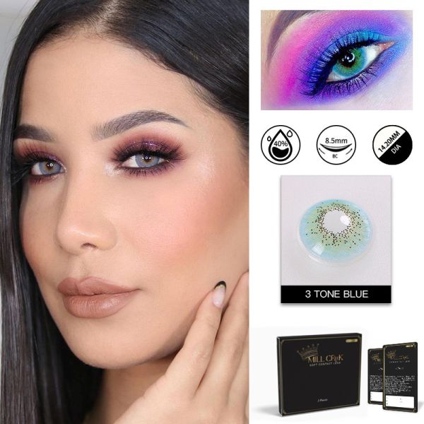 Natural Blue Colored Contact Lenses Halloween Non Prescription 14.2mm