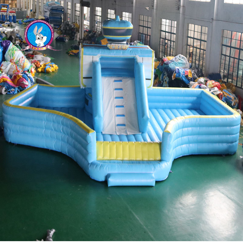 Blue Superhero Theme Inflatable Bounce House and Slide Combo for Kids Party Rentals
