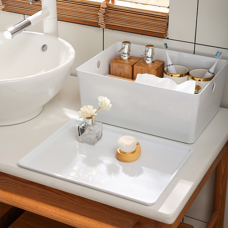 OEM Japanese-inspired Simple Storage Box Plastic Cover Desktop Student Dormitory Bathroom Kitchen Organizer