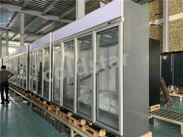 Front And Rear Open Glass Door Beverage Cooler , Soft Drink Display Fridge , Convenience Store Cold Drink Refrigerator