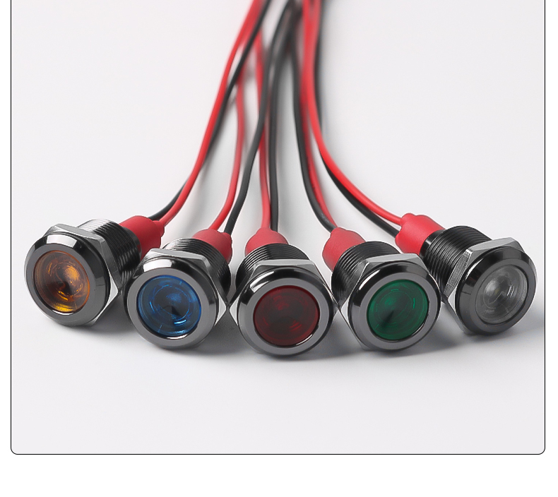Versatile 12mm Black Metal LED Indicator Lights Oxidized and Durable Compatible with 3V 6V 12V 24V 110V 220V
