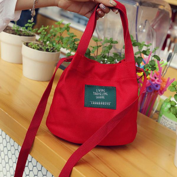 Japanese minimalist mori academic style letter canvas bag slung shoulder bag handbag small bucket bag