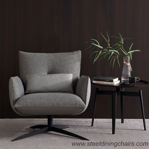 Stitched Lounge Black Iron 44CM 78cm Metal And Fabric Dining Chairs