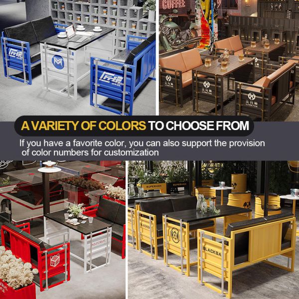 Durable Iron Frame Metal Bar Booth with Premium PU Leather and Customizable Colors for Industrial Bar Furniture