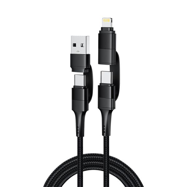 High Speed Multi Function Charging Cable 4 In 1 Braided Cable USB / Type C To Type C/Lightning