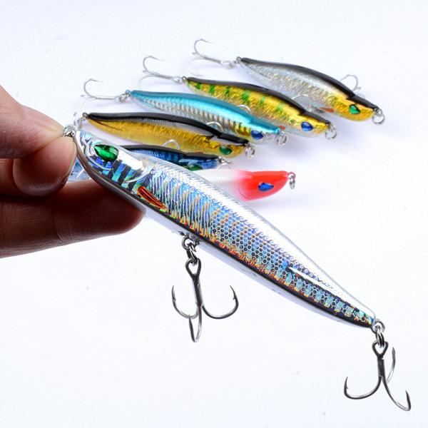 7色 9/.5CM/17G 6#*2フック 海川 ロングショット プラスチック ハード エイト 沈む鉛筆 釣り餌