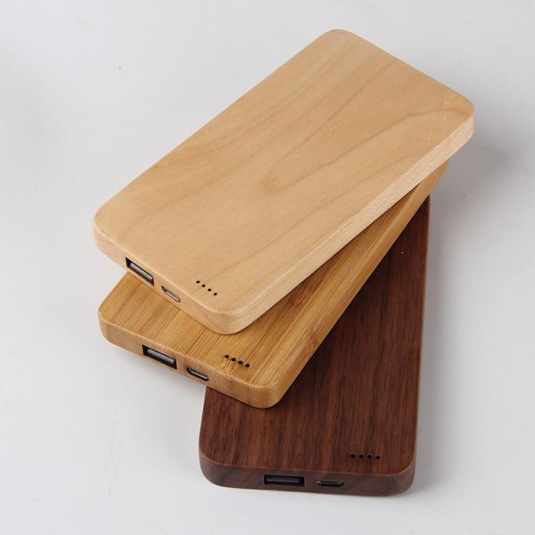 Small Size 6000mAh Wooden Power Bank , Wireless Charging Battery Bank