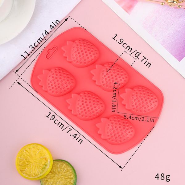 4 Pack Fruit Shaped Silicone Mold Pineapple Lemon Watermelon Strawberry Chocolate Candy Baking Mould 3D Summer Fruit Ice Mold For DIY Jelly Fondant Soap Gummy Cake Cupcake Topper Decoration