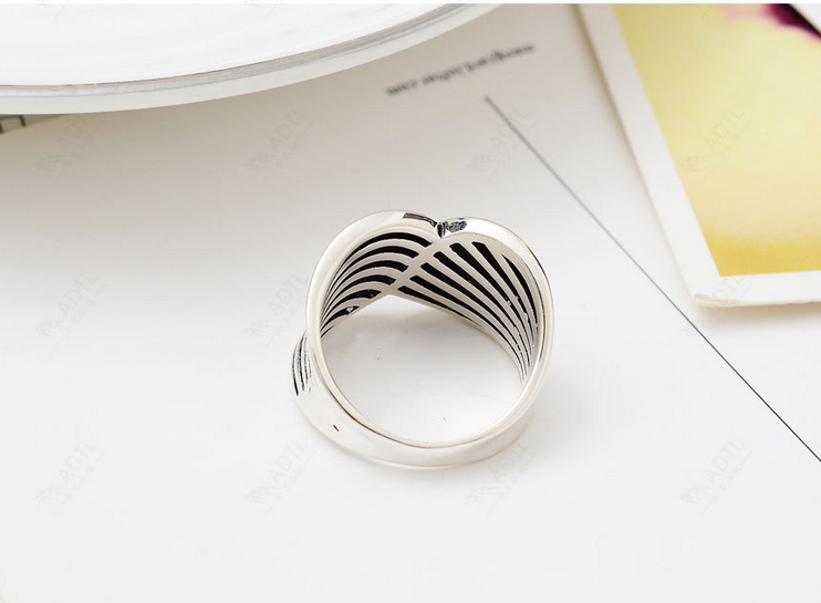 S925 silver jewelry European style exaggeration waves craft Thai Silver Ring