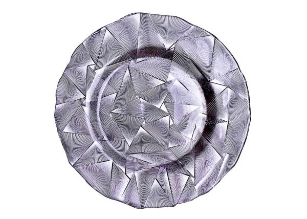 32cm Diamond Cutting Embossed Glass Plates For Wedding Party