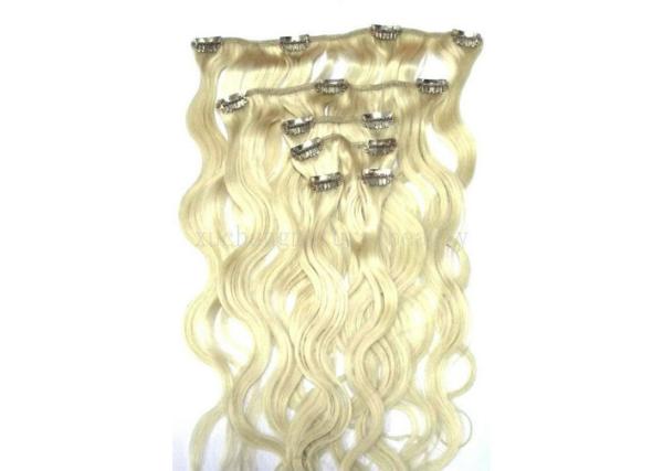 Straight Wave Golden Real Hair Clip In Hair Extensions for Short Hair -18 inch