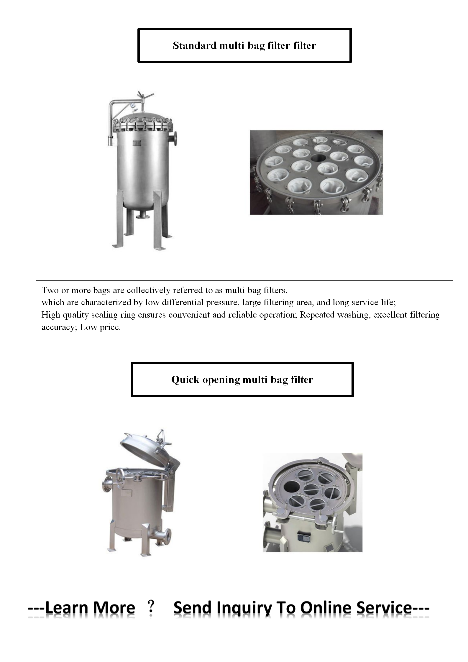 Stainless Steel Bag Filter Diesel Gasoline Engine Oil Large Flow Filter