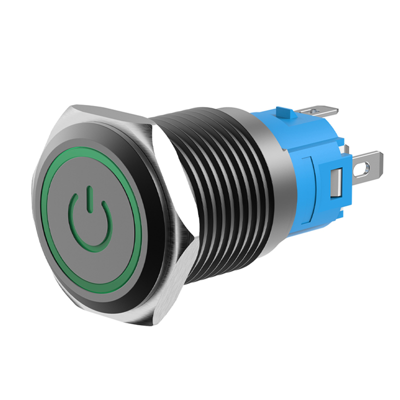 16mm Oxidized Black Shell Metal Push Button Switch Latching/Momentary 1NO1NC With LED Lights 5Pins High/Flat Head Red Green