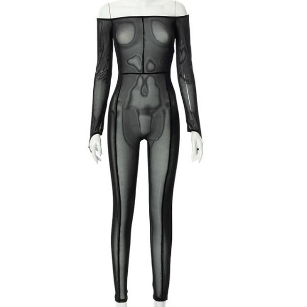 Производитель одежды низкое Moq один цвет черноты комбинезона сетки плеча сексуальный прозрачный тощий