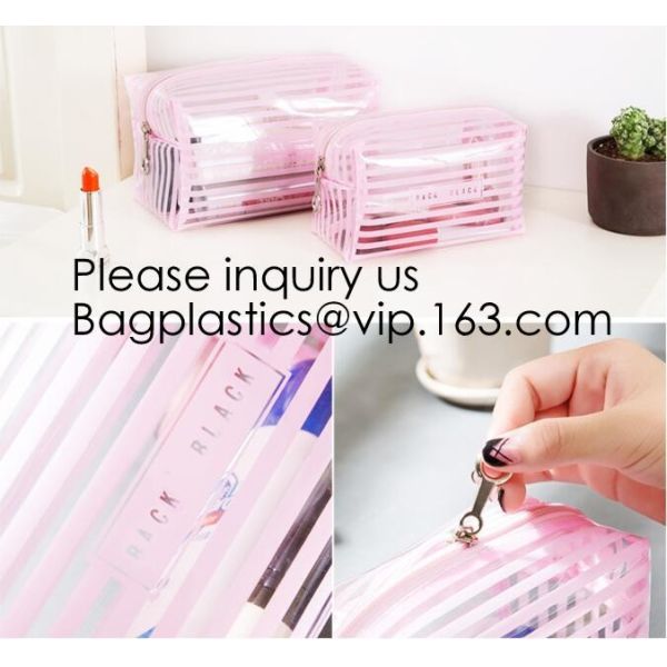 Clear Zipper Pouch with Strap Makeup Bag PVC Cosmetic Pouch,Printing Clear Zip lockk Cosmetic PVC Pouch, bagease, bagplast