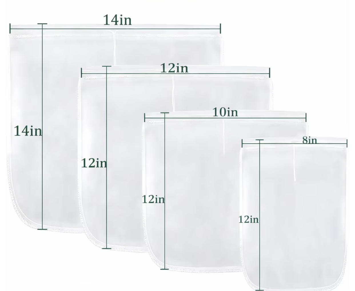 Foodgrade Nylon Juice Strainer Bag Washable Fine Mesh Filter for Fruit Vegetable Juice