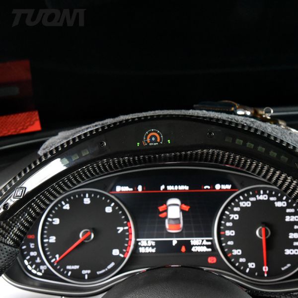 Customized Led Audi Carbon Fiber Steering Wheel Genuine Leather S7 Rs6