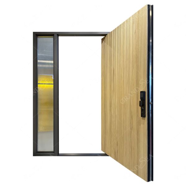 Aluminium Door with LED Lights American Senior Entrance Door Superior a Class Lock System Aluminium Door