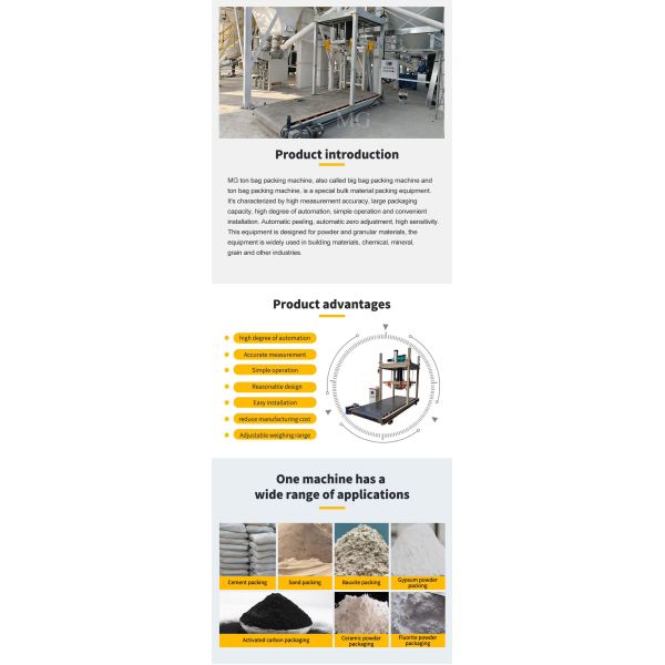 Vente d'usine 500 kg 1000 kg 1 tonne 2 tonnes en vrac Jumbo Bag Machine d'emballage de sable Ciment de chaux poudre de remplissage de la machine d'emballage