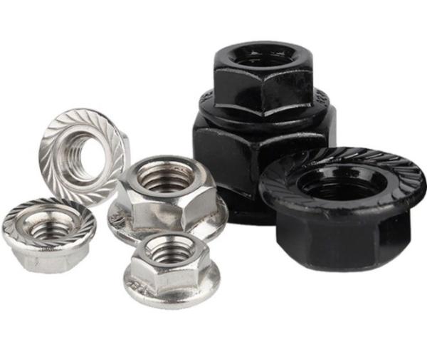 Nozes de flange de aço inoxidável Indústria geral M4 M5 M6 M8 M10 M12 Preto Amarelo Hexagonal