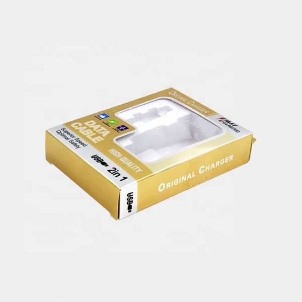 Custom Printed Usb Data Cable Packing Box Cardboard Paper Box Charger Packaging with Window