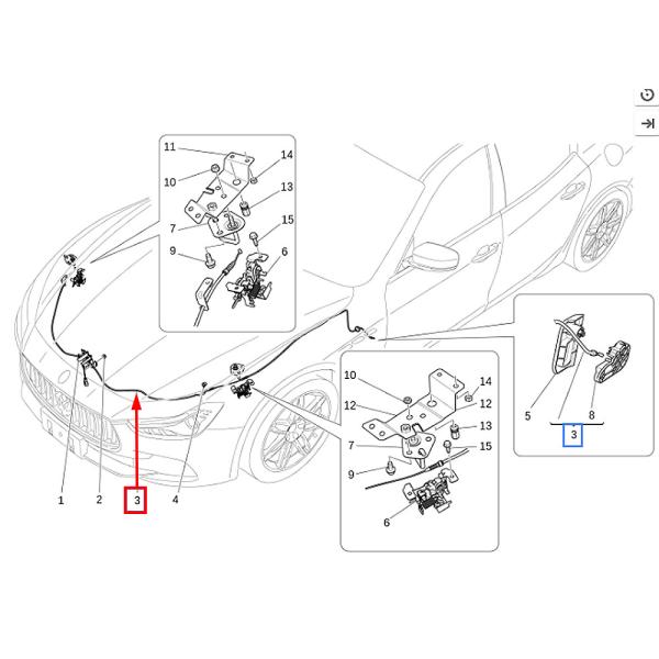 Pour Maserati Ghibli 2014-2017+ Capot Capot ouvert câble de verrouillage OEM 670007133