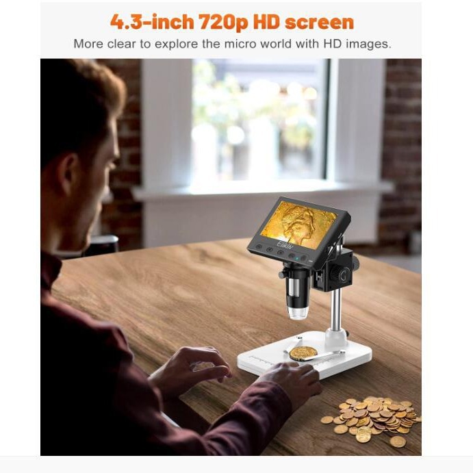 Hot Sale 4.3 Inch LCD Digital USB Coin Microscope with Light 1000x Stereo Microscope for Students