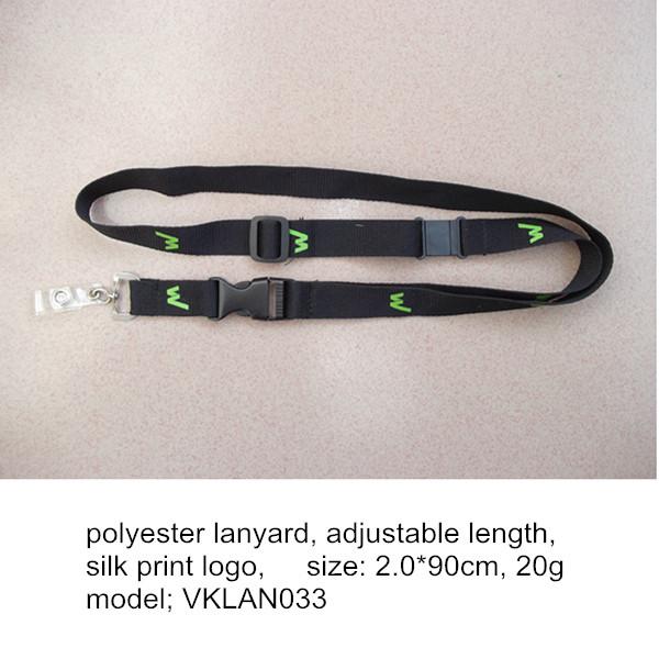 Cheap imprinted polyester neck lanyard, simple flat polyester lanyard with badge holder