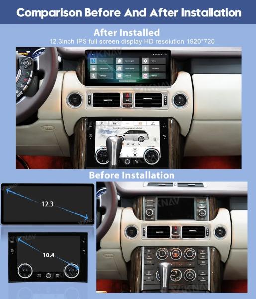 12.3Inch Touch Screen Stereo For 2002-2012 Range Rover V8 L322 128G Navigation GPS Multimedia Player Wireless Carplay 4G