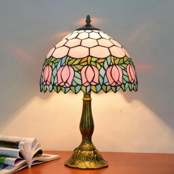 Flower Lampshade Table Lamp Aolly Base Bedroom art deco lamp(WH-TTB-68)