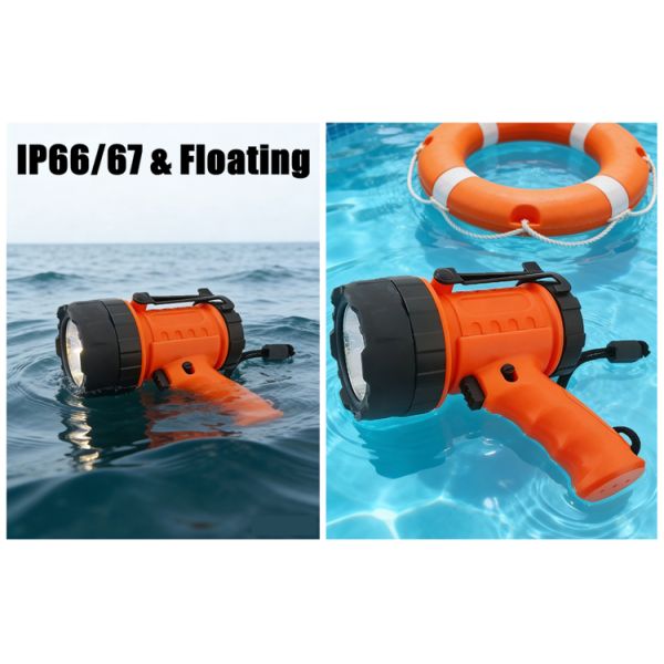 Compact 6000 Lumens Rechargeable LED Spotlight IP66 For Marine Site