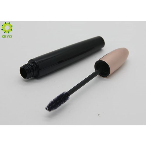 Round Plastic Empty Mascara Tube With Rose Gold Plastic Screw Brush Cap