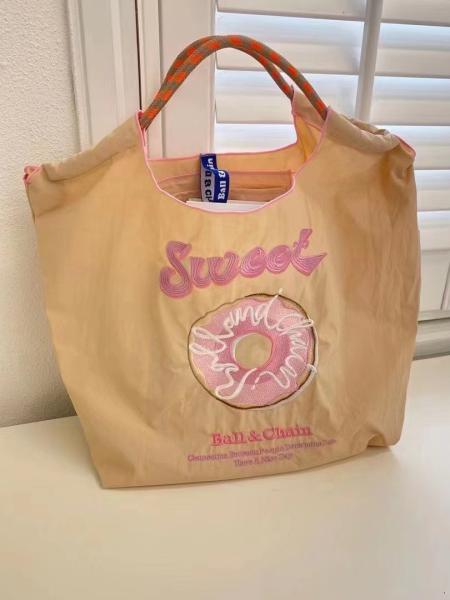 EMBROIDERED REUSABLE BAG SHOPPING BAG NYLON HAND BILL SHOULDER CROSSBODY BAG FOR WOMEN