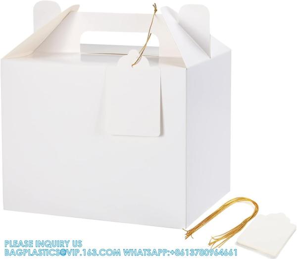 White Treat Boxes, Party Favor Boxes Gable Boxes Gift Boxes For Kids' Birthday Party, Wedding, Baby Shower, With Tag