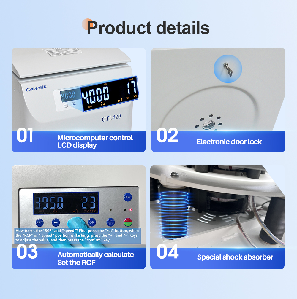 CTL420 Lab Centrifuge 4000rpm with Multiple Tube Racks Angle & Swing-out Rotor Support Benchtop Medical Centrifuge Machine