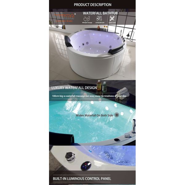 Freestanding круглая ванна водоворота с двигателями плавает джакузи 1700MM спа