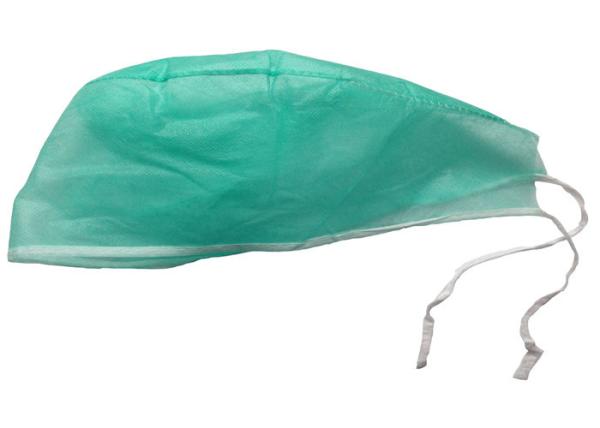 Blue SMS Disposable Surgical Caps Anti Virus Doctor / Nurse Use Ties At Back