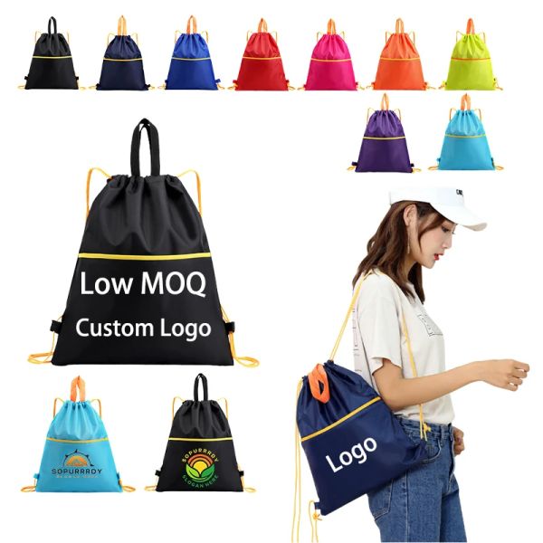 Corporate Flannel Drawstring Bag for Single Double Shoulder and Customized Training