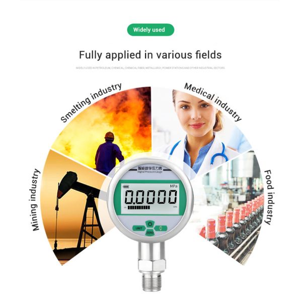 Stainless Steel 304 SS M20*1.5 Thread Gas Manometer Pressure Gauge with Battery Power