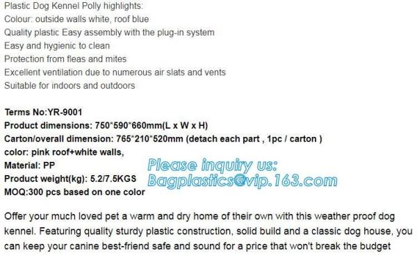 Large Plastic Dog House Outdoor Indoor Doghouse Puppy Shelter Water Resistant Easy Assembly Sturdy Dog Kennel