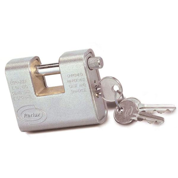 Rarlux 70-90mm Safety Solid Padlock Brass Body Chrome Plated Case-hardened Rectangular Padlock