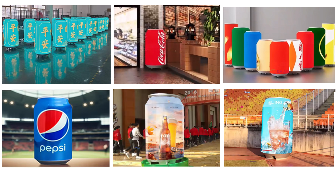 Creative Indoor/Outdoor Full Color LED Digital Poster Screen Soft Flexible Beverage Can Shape Special Beer Bottle for Retail