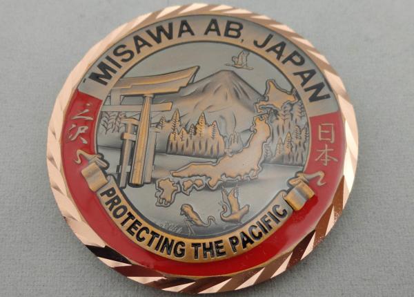 3D Antique Copper Plating Brass American Personalized Coins for Awards, with Diamond Cut Edge