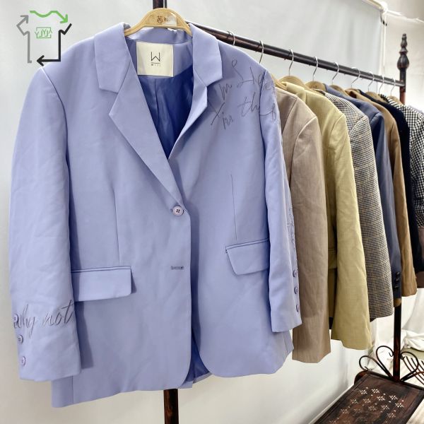 Women's 2nd Hand Winter Clothes Used Business Casual Button Thrift Blazer Suit Jacket